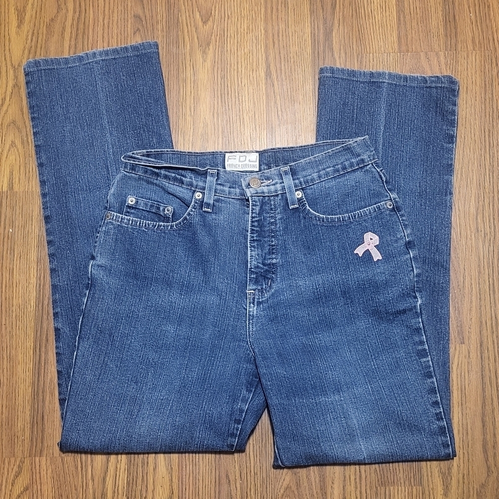 French Dressing Blue Women's Jeans Size 4 Embroidered Ribbon Detail Canadian D1